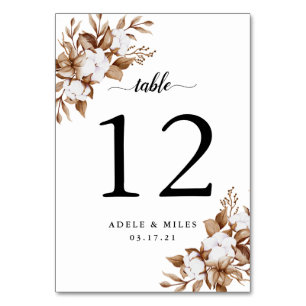 Modern Minimalist Pampas Grass Bouquet Wedding Table Number
