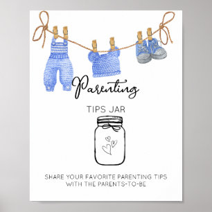 Modern minimalist Parenting tips Jar Baby Shower Poster