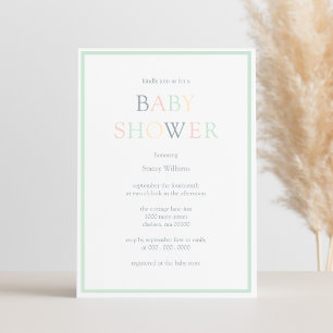 Modern Minimalist Pastel Baby Shower Invitation