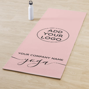 modern minimalist pastel blush pink yoga logo mat