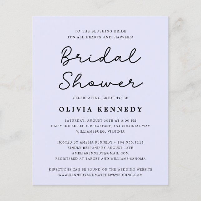 Modern Minimalist Pastel Bridal Shower Invitation Flyer (Front)