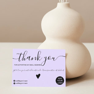 Modern minimalist pastel lavender order thank you card