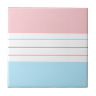 Modern Minimalist Pastel Pink Blue Lines Tile