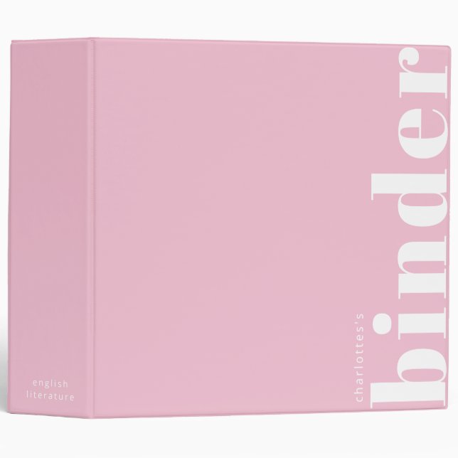 Modern Minimalist Pastel Pink Simple Custom Binder (Front/Spine)