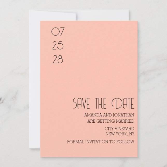 Modern Minimalist Pastel Save the Date Card (Front)