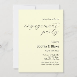 Modern Minimalist Pastel Yellow Engagement Party Invitation