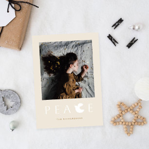 Modern Minimalist Peace Dove Holiday Photo Card