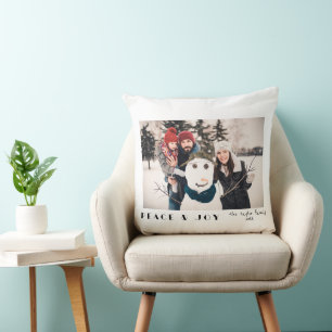 Modern Minimalist Peace & Joy Photo Throw Pillow