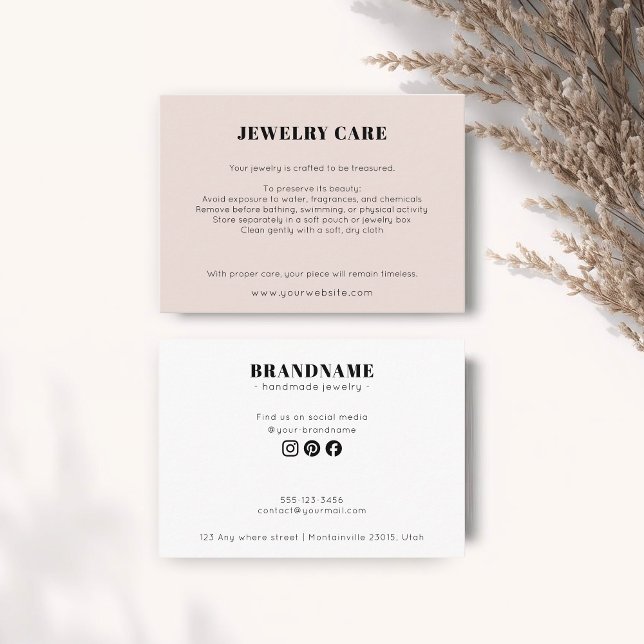 Modern Minimalist Peach Jewelry Care Insert Card (Creator Uploaded)