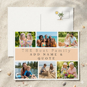 Modern Minimalist Peach Photo Collage Best Family Postcard