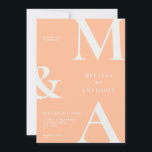 Modern Minimalist Peach Wedding Invitation<br><div class="desc">Modern Minimalist Peach Wedding Invitation. Features bold monogram typography and minimal graphic design. Personalize text with all the details of your special day.</div>