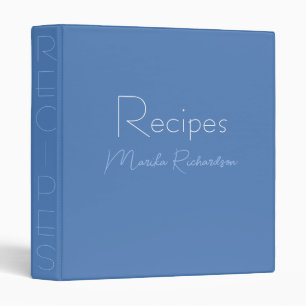 Modern Minimalist Periwinkle Blue Recipes Binder