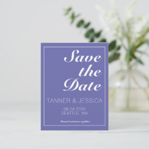 Modern Minimalist Periwinkle & White Save The Date