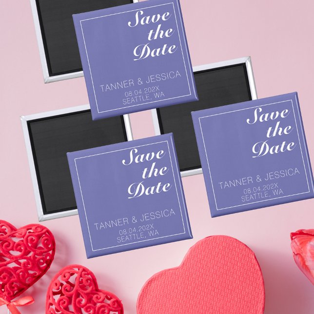 Modern Minimalist Periwinkle & White Save The Date Magnet (Creator Uploaded)