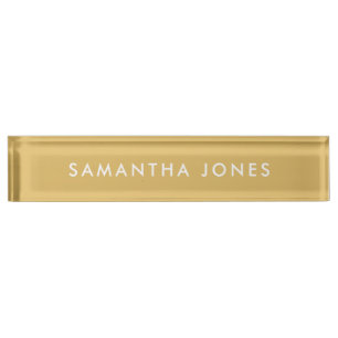 modern minimalist Personalised Gold metallic Nameplate