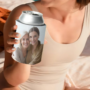 Modern Minimalist Personalized 2 Photo Can Cooler