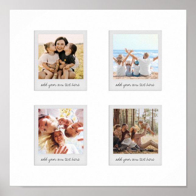 Modern Minimalist Personalized 4 Photo Poster (Front)