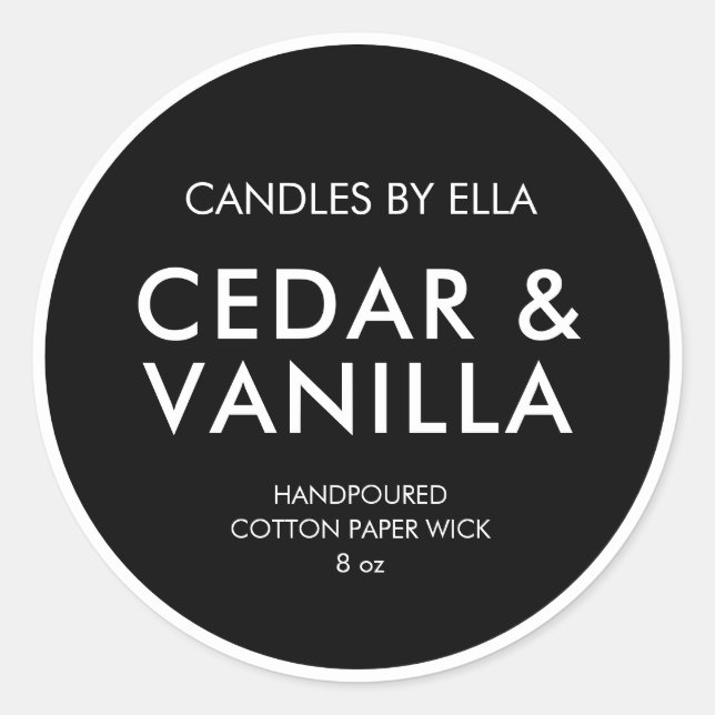 Modern Minimalist Personalized Candle Labels (Front)