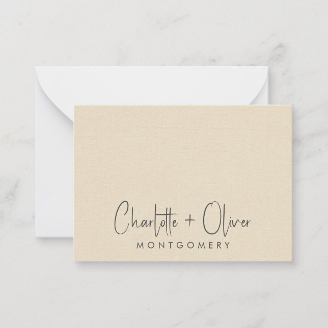 Modern Minimalist Personalized Cream Wedding  Card (Front)