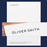Modern Minimalist Personalized Deep Blue Letterhead<br><div class="desc">Create your own personalized stationery with this stylish letterhead. A combination of minimalist typography on matte white paper gives it a simple yet confident style. The text is printed in a deep blue colour and there's a range of other paper textures and weights to choose from. All the text can...</div>