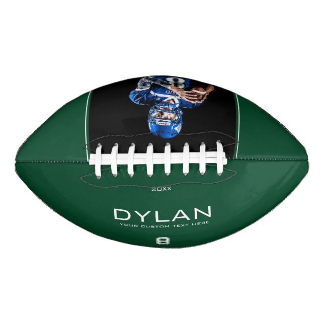 Modern Minimalist Personalized Keepsake Green Football (Front)