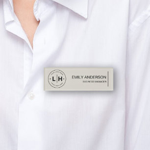 Modern Minimalist Personalized Logo  Name Tag