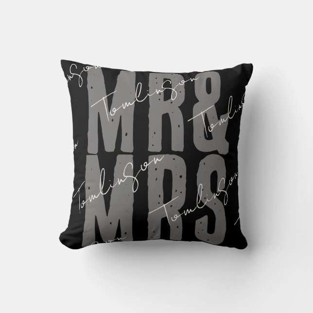 Modern minimalist personalized Mr. and Mrs.  Throw Pillow (Front)