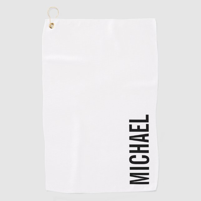 Modern Minimalist Personalized Name Golf Towel (Front)