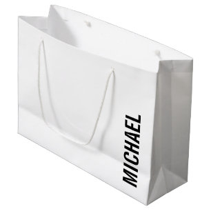 Modern Minimalist Personalized Name Large Gift Bag