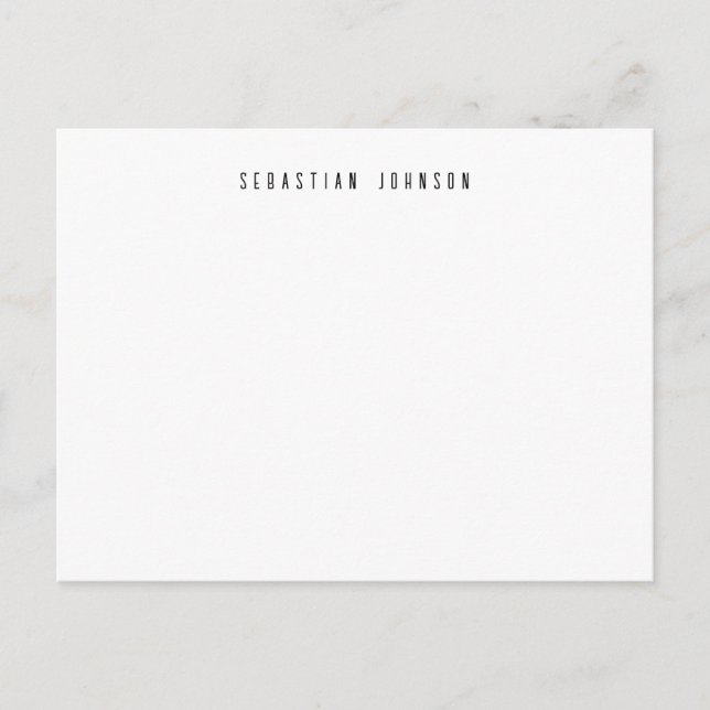 Modern Minimalist Personalized Name Stationery Postcard (Front)