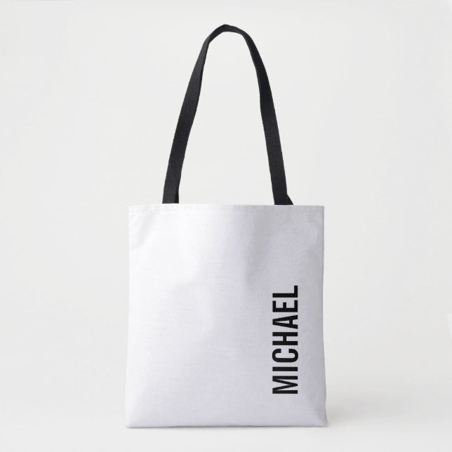 Modern Minimalist Personalized Name Tote Bag (Front)