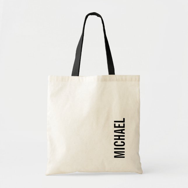 Modern Minimalist Personalized Name Tote Bag (Front)