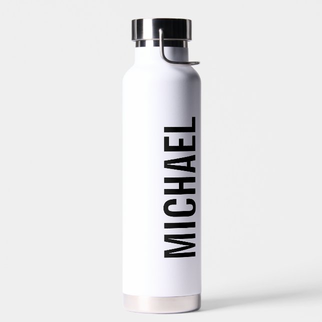 Modern Minimalist Personalized Name Water Bottle (Left)