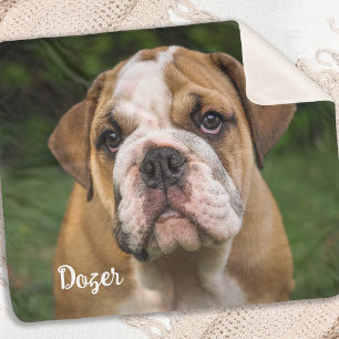 Modern Minimalist Personalized Pet Photo Dog Lover Sherpa Blanket