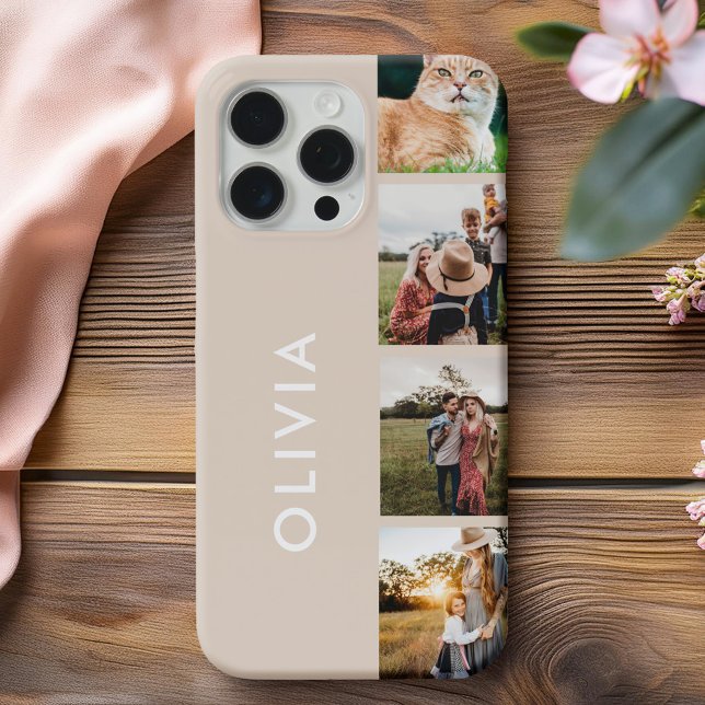 Modern Minimalist Personalized Photo Collage Case-Mate iPhone Case (Creator Uploaded)