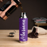 modern minimalist personalized purple white  water bottle<br><div class="desc">modern minimalist personalized purple white Water Bottle 
you can change background colour,  font colour and style.</div>