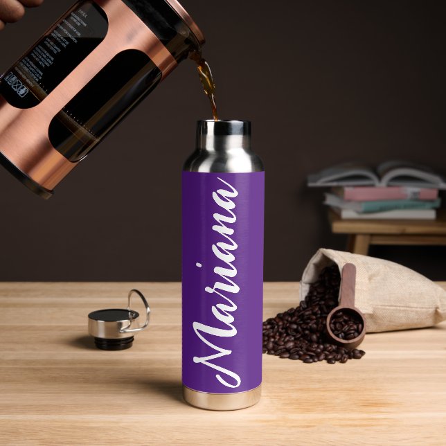 modern minimalist personalized purple white  water bottle (Coffee)