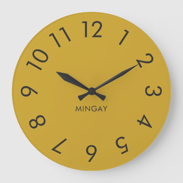 Modern Minimalist Personalized Solid Maize Yellow  Large Clock (Front)