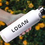 Modern Minimalist Personalized  Water Bottle<br><div class="desc">Modern personalized name or monogram water bottle.  Black Text.</div>