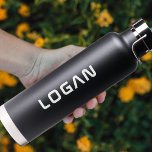 Modern Minimalist Personalized  Water Bottle<br><div class="desc">Modern personalized name or monogram water bottle.  White Text.</div>