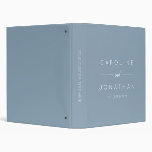 Modern Minimalist Personalized Wedding Dusty Blue Binder
