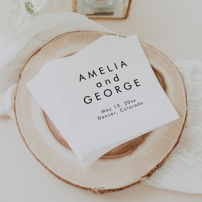 Modern Minimalist Personalized Wedding  Napkin (Creator Uploaded)