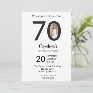 Modern Minimalist Photo 70th Birthday Invitation