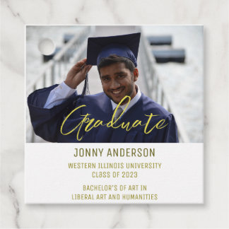 Modern Minimalist Photo and Script Favour Tags