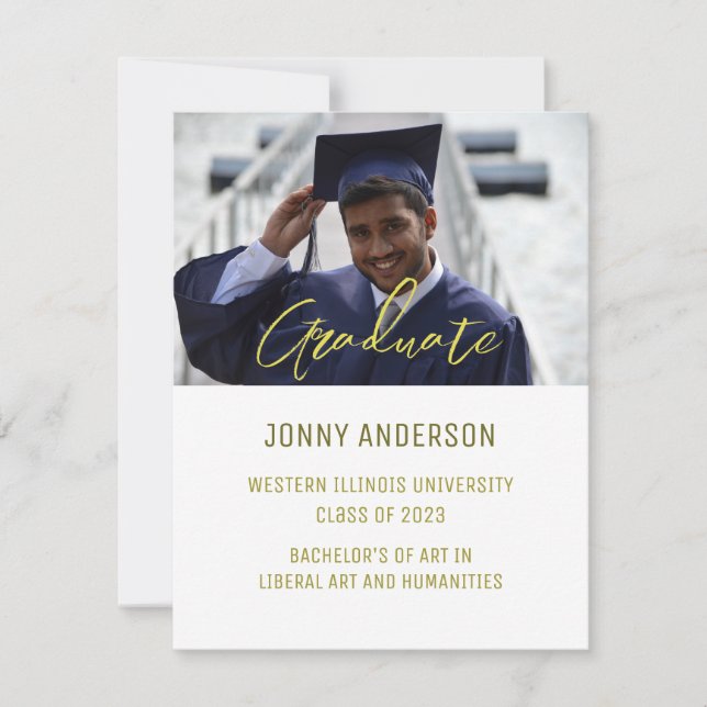Modern Minimalist Photo and Script RSVP Card (Front)