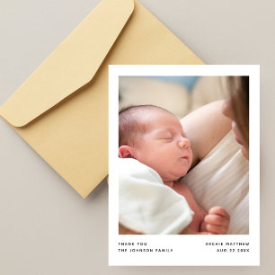 Modern Minimalist Photo Baby Shower Thank You Postcard