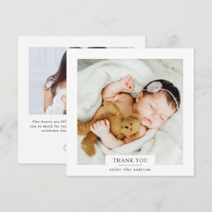 Modern Minimalist Photo Baptism Christening Thank You Card