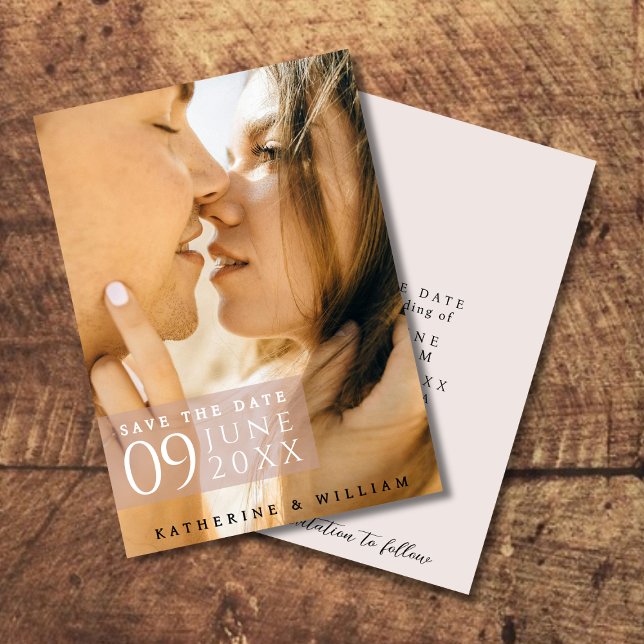 Modern, Minimalist Photo based Save The Date Card (Save the Date card)