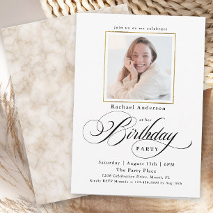 Modern Minimalist Photo Birthday Party Invitation