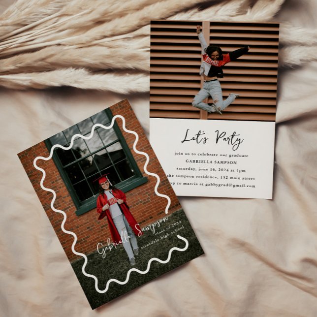 Modern Minimalist Photo Black and White Grad Party Invitation (Creator Uploaded)